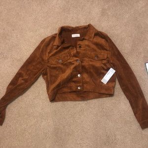 a brown jacket